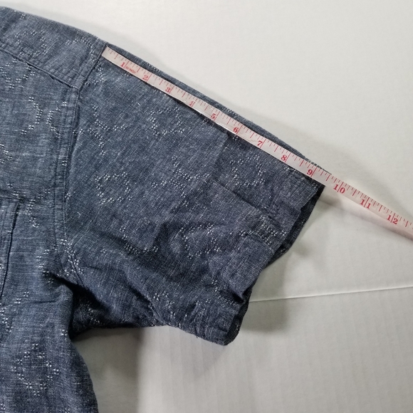 Patagonia Shirt Mens Large Back Step Blue Button Up Hemp Cotton Geometric Short - Picture 8 of 8